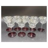 (8) Ruby Red Footed Crystal Wine Glasses