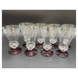 (8) Ruby Red Footed Crystal Cordial Glasses