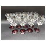 (8) Ruby Red Footed Crystal Stemware