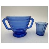 Hazel Atlas Cobalt Blue Ribbed Sugar & Shot Glass