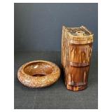 Ceramic Brown Book Decanter & Bowl