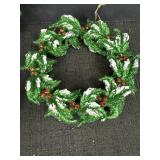 (6) Glittered Green Holly Wreaths with