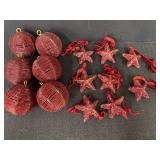 Red Beaded Star & Ball Ornaments