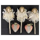 Porcelain Angel Dolls on Stick, Lace Heart