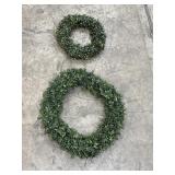 (2) Green Plastic Wreaths w/ Grapevine