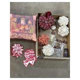 Misc stitched cloth ornaments, ball ornament,