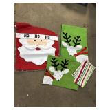 Santa chair back cover, reindeer table runner &