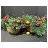 2 artificial hanging Christmas planters, 12in
