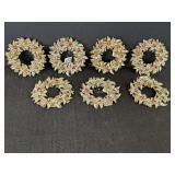 (7) Glittered Holly Wreath Ornaments