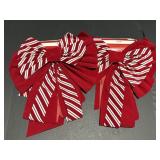 2 Red & White Christmas Bows