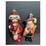 Vtg. Tigger & Puss N Boots Glass Ornaments