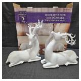 (2) White Decorative Deer in box
