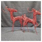 (2) Red Sequin Glitter Reindeer Decor