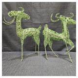 (2) Green Sequin Glitter Reindeer Decor