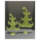 2 Green Glitter Whoville Trees