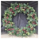3ft Art. Pre-Lite Wreath w/ Pinecones & Berries