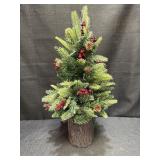 2ft artificial Christmas tree w/faux wood stump