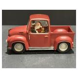 Santa In Swirl Red Truck Christmas Snow Globe