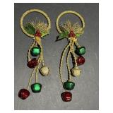 2- Gold, Green, & Red Jingle Bell Door Hangers