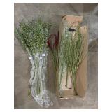 Green glittery 3ft decorative branches + 2 shorter