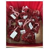 (21) Red Heart Bell Ornaments with Red