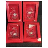 Gorham Crystal Snowman & Santa Orns.