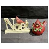 8in resin cardinal Noel sign & resin cardinal