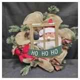 Santa "Ho Ho" Wreath w/ Pinecones & Art. Greenery