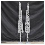 (2) 40in tall Silver Glitter Grapevine Decor Tree