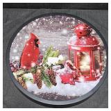 15in Round Cardinal & Lantern Lite-Up Decor