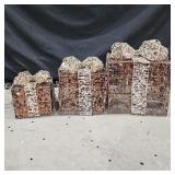 (3) Pre-Lite Bronze Present w/ Gold Bows