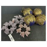 Purple w/ Gold Leaf Ball Ornaments