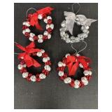 (4) Bell Wreath Ornaments 4in in diameter