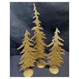 (3) Metal Glitter Gold Christmas Tree Decorations