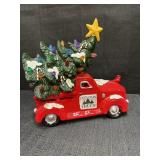 Holiday truck with lighted Christmas tree, needs