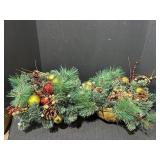 2 artificial hanging Christmas planters, 12in