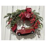 16" Red Truck Christmas Wreath