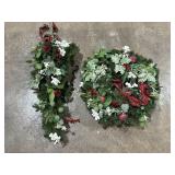 Paper White & Berry 19in Wreath & 24in Swag