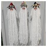 3 - 39" DEI Santa w/ Long Flowing Beard Ornaments