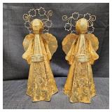 (2) Gold Angel Votive Figurine w/ Candle Holder