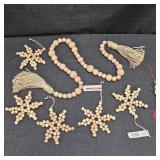 Wooden Beaded Ornaments & Garland