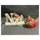 8in resin cardinal Noel sign & 5in resin cardinal