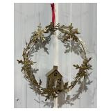 12" Metal Christmas Wreath w/ Light House