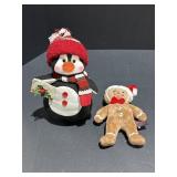 11" Merry Penguin & Gingerbread Plushies