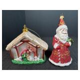 Santa Claus & Nativity Scene Glass Ornaments