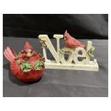 Christmas cardinal resin figures, Noel sign is 8in
