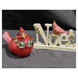 8in cardinal Noel resin sign & resin cardinal