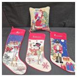 Needle Point Christmas Stockings & Pillow