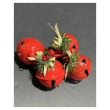 4- 3" Red Metal Juggle Bell Ornaments