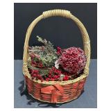 Christmas Basket, Berry & Pine Picks, & Ornament